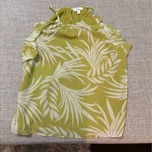 Bar III Lime Green and White Palm Print Halter Cami